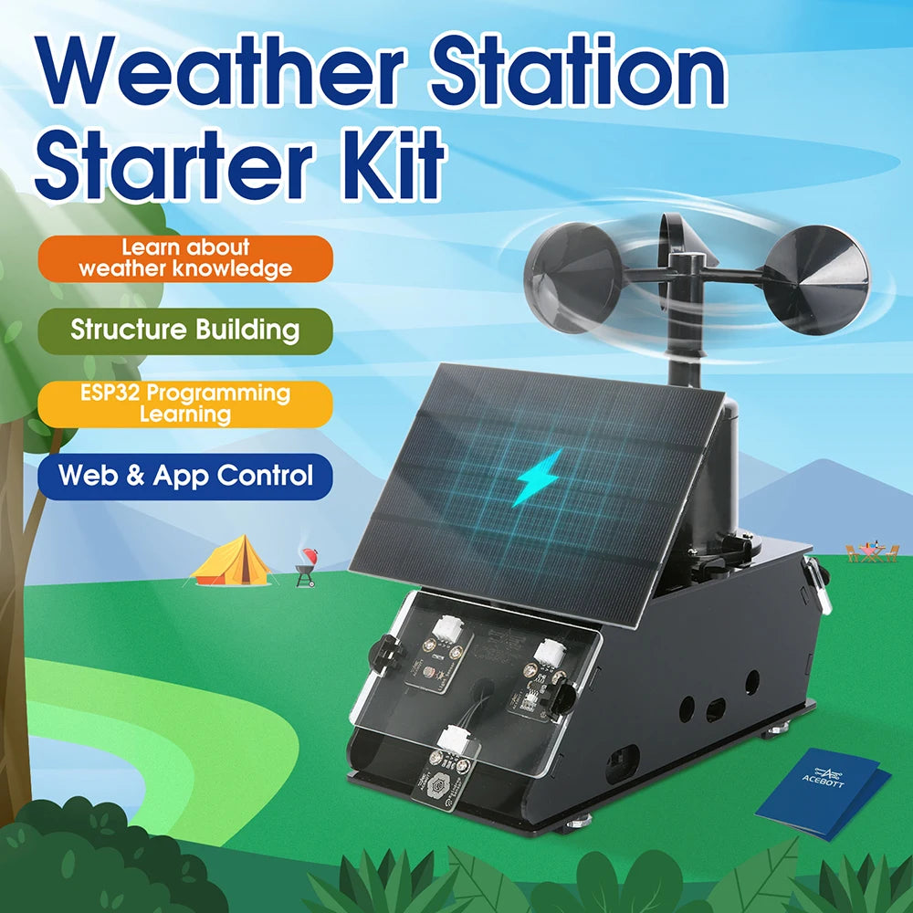 Weather Station Kit showing wind speed sensor and temperature module - detail closeup