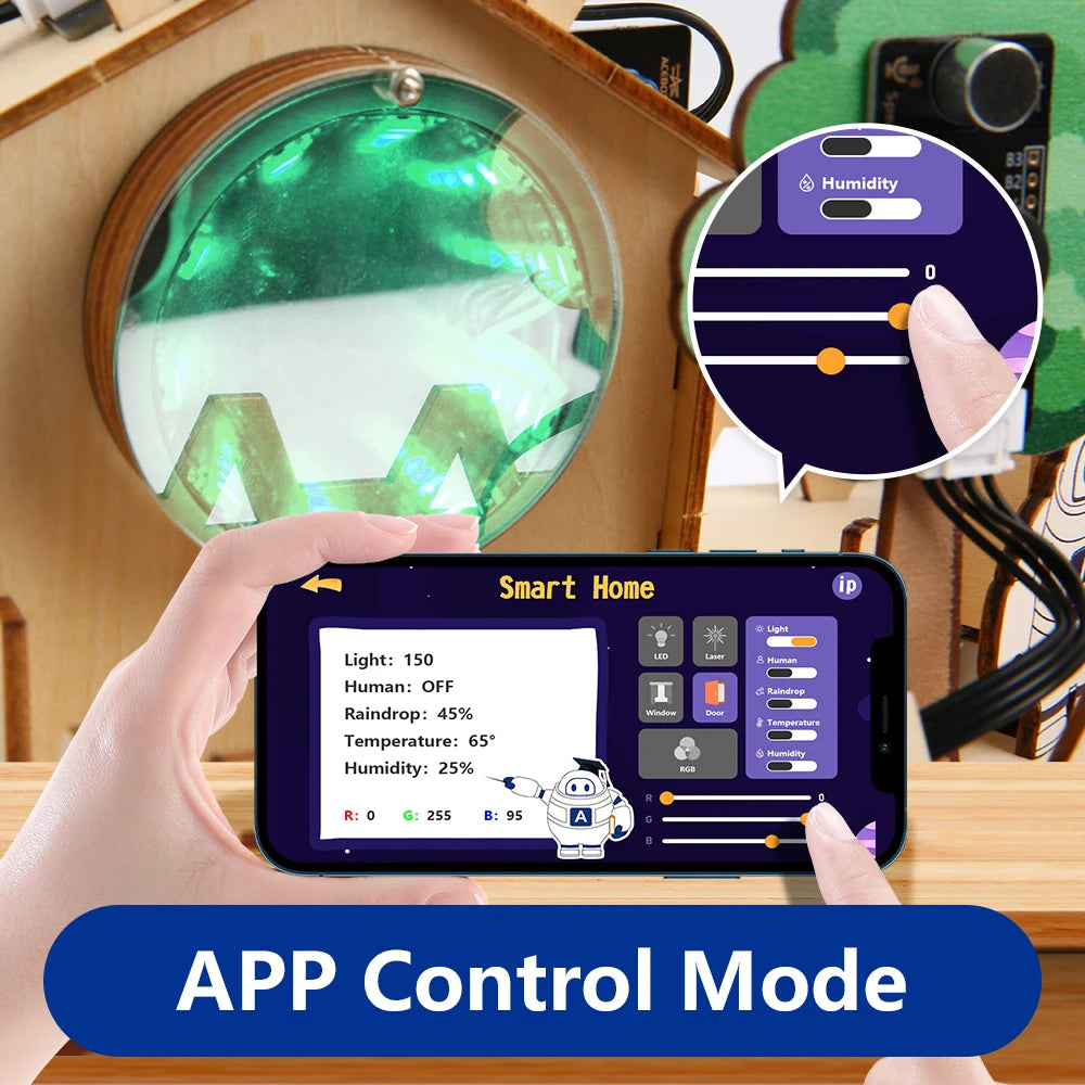 Smart Home IoT Kit fully assembled with programmable lights and motion detection active