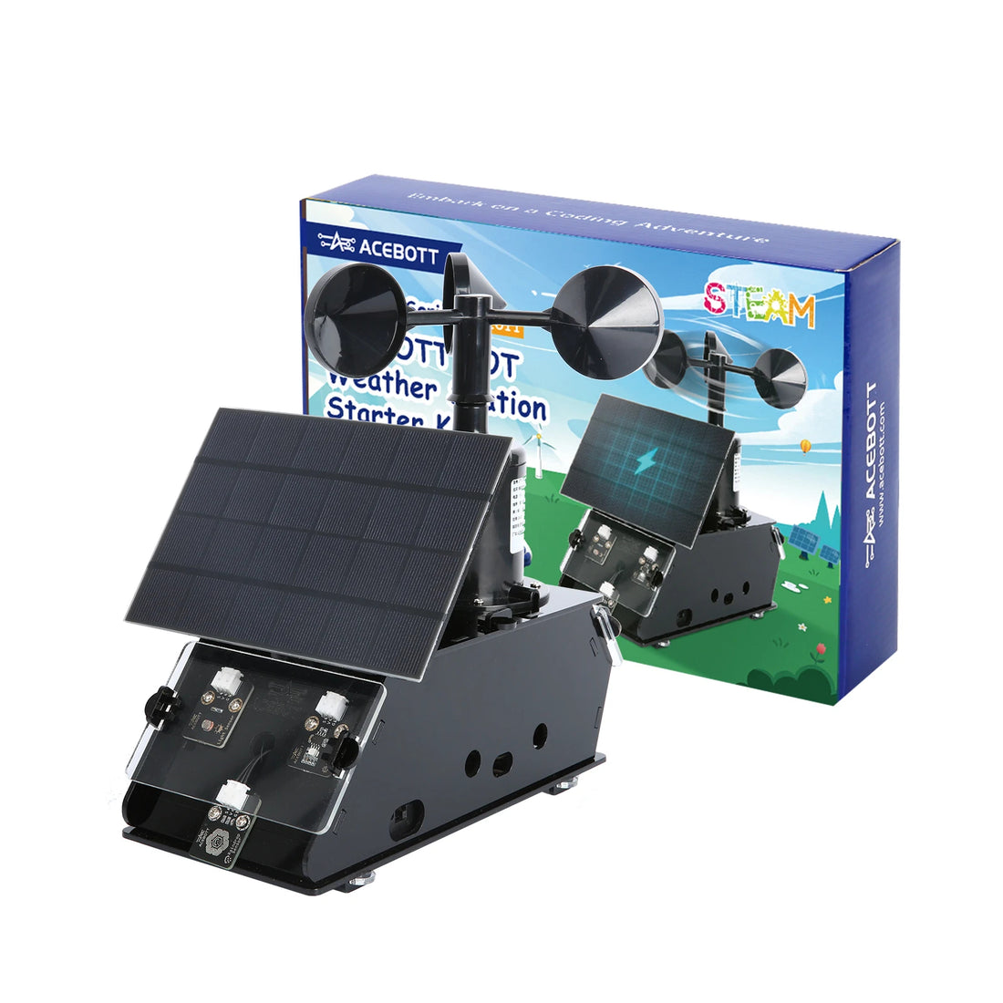 Weather Station STEM Kit with solar panel and anemometer sensor - front view