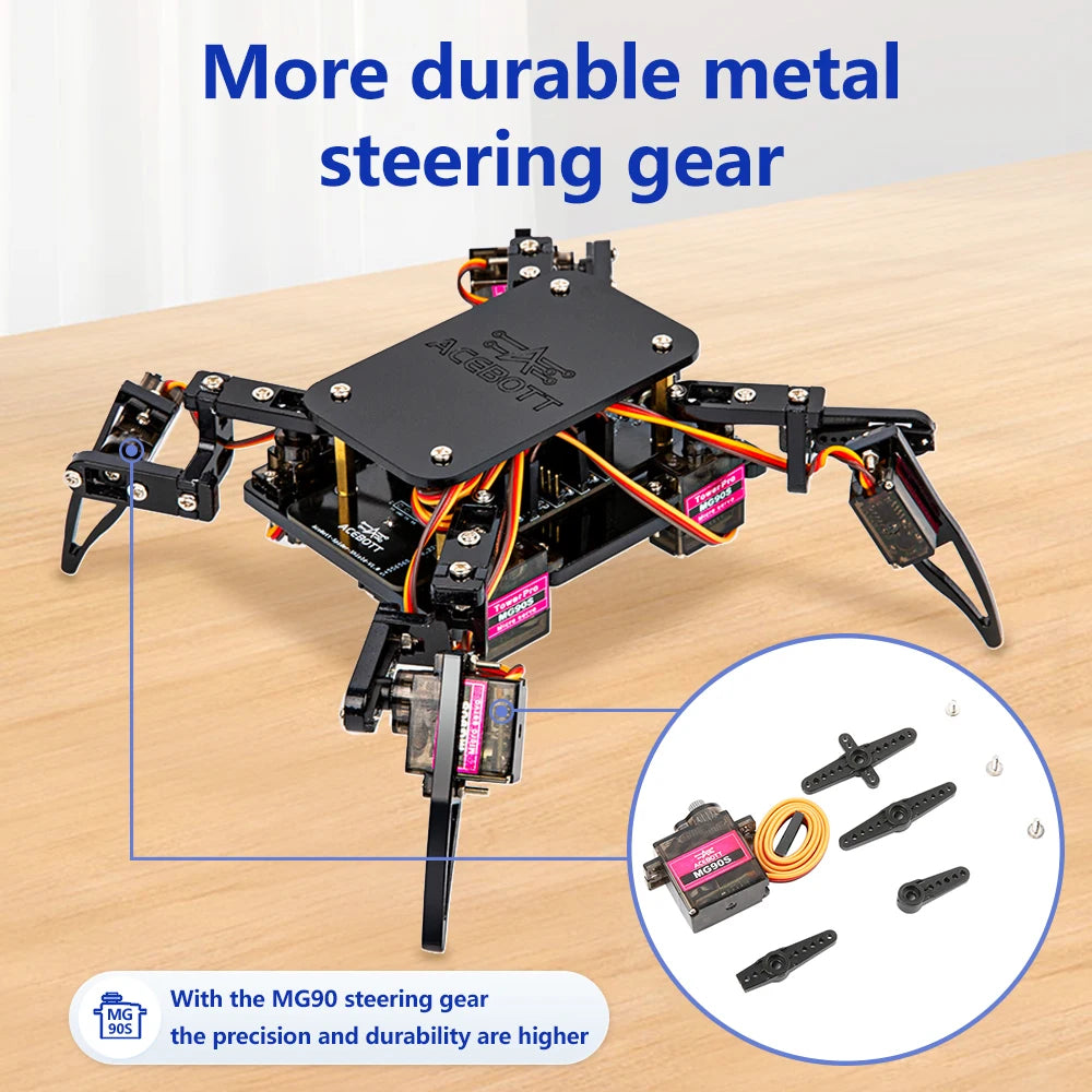 Bionic Spider Robot fully assembled in walking pose showing programmable leg articulation