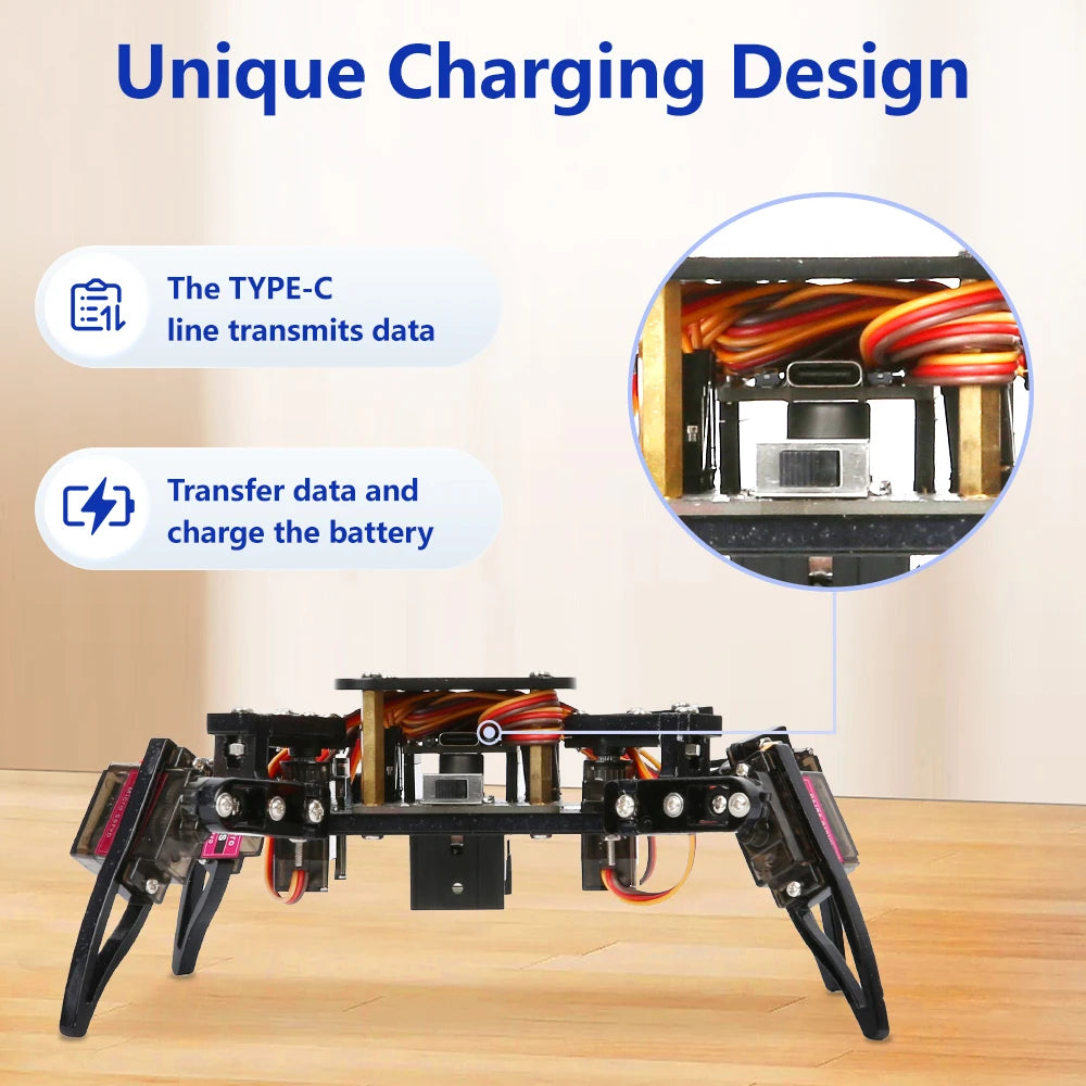 Bionic Spider Robot Kit electronic components including servos, controller board, and wiring - unboxed